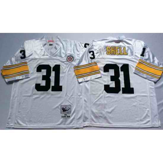 Men Pittsburgh Steelers 31 Donnie Shell White M&N Throwback Jersey
